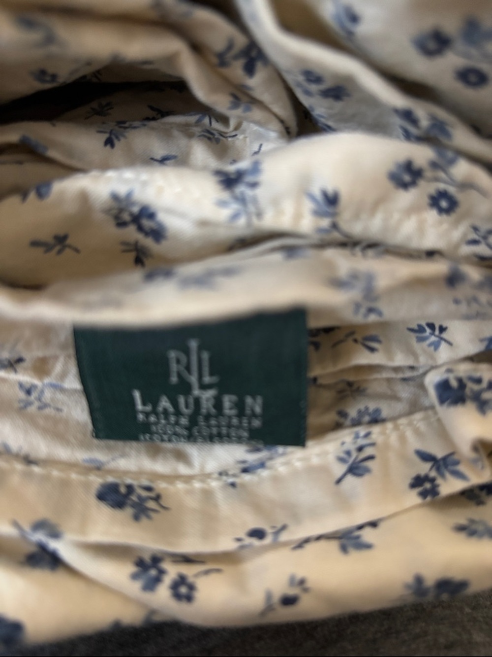Ralph Lauren Blue Floral Cotton Queen Flat Sheet Made in Italy 100% Cotton - Picture 3 of 4